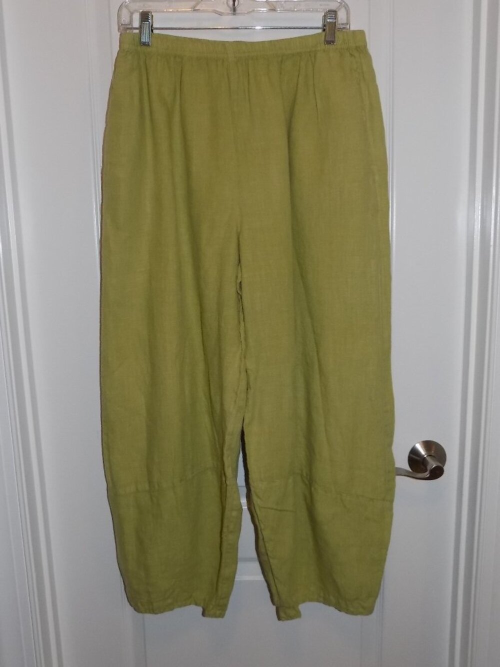 CUT LOOSE Linen Lantern Pants Green Baggy Wide Leg Barrel Pull On Boho XL